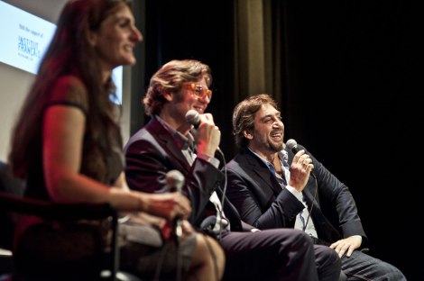 Izda. a Dcha. Joana Granero, Alvaro Longoria y Javier Bardem. Foto: Pau Ros, London Spanish Film Festival